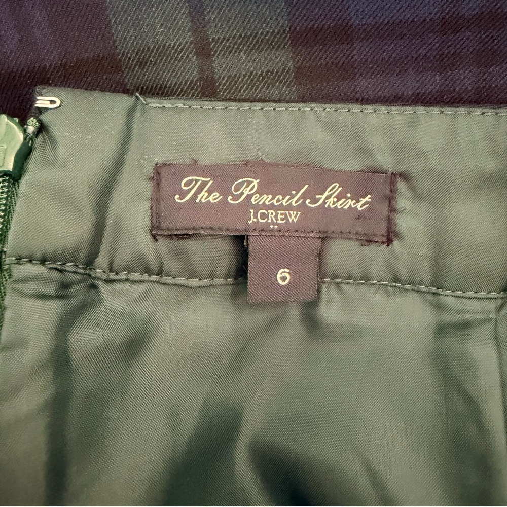 J. Crew Navy and Green Plaid Pencil Skirt | 6 - Picture 3 of 4